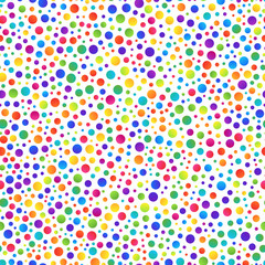 Simple Seamless Pattern of Gradient Colorful Circles on White Backdrop.