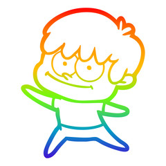 rainbow gradient line drawing happy cartoon man