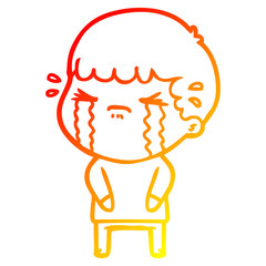 warm gradient line drawing cartoon man crying