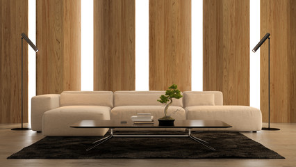 Fototapeta na wymiar Interior of modern living room with sofa 3D rendering
