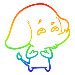 rainbow gradient line drawing cartoon elephant remembering