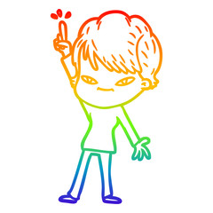rainbow gradient line drawing cartoon happy woman