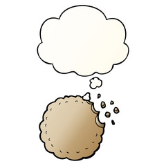 cartoon cookie and thought bubble in smooth gradient style