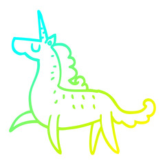 cold gradient line drawing cartoon magical unicorn
