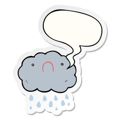 cute cartoon cloud and speech bubble sticker