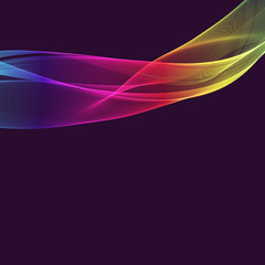  Rainbow vector wave lines on abstract dark background