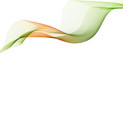  Vector orange-green smoky wave lines on abstract gray background