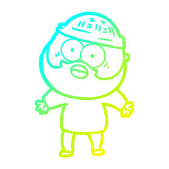 cold gradient line drawing cartoon bearded man