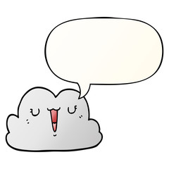 cute cartoon cloud and speech bubble in smooth gradient style