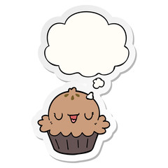 cute cartoon pie and thought bubble as a printed sticker