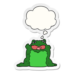 cartoon toad and thought bubble as a printed sticker