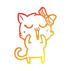 warm gradient line drawing cartoon cat