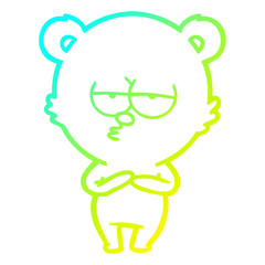 cold gradient line drawing bored bear cartoon