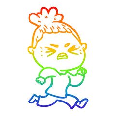 rainbow gradient line drawing cartoon angry woman