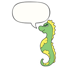 cartoon sea horse and speech bubble