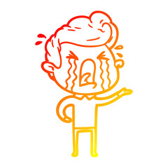 warm gradient line drawing cartoon crying man