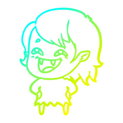 cold gradient line drawing cartoon laughing vampire girl