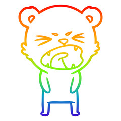 rainbow gradient line drawing angry cartoon bear