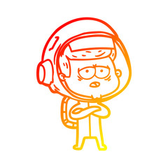 warm gradient line drawing cartoon tired astronaut