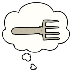 cartoon fork and thought bubble