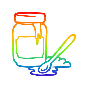 recommend clip art: rainbow gradient line drawing jar of honey