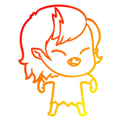 warm gradient line drawing cartoon laughing vampire girl