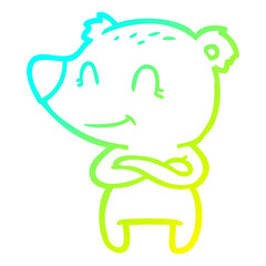 cold gradient line drawing friendly bear cartoon