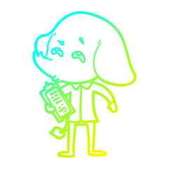 cold gradient line drawing cartoon elephant remembering
