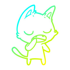 cold gradient line drawing talking cat cartoon