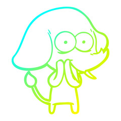 cold gradient line drawing happy cartoon elephant