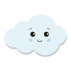 Cute blue cloud icon isolated on white background.