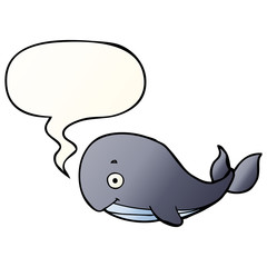 cartoon whale and speech bubble in smooth gradient style