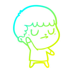 cold gradient line drawing cartoon grumpy boy