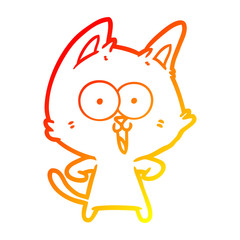 warm gradient line drawing funny cartoon cat