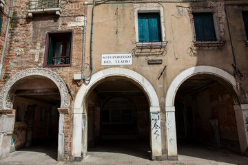 Architecture of the antique buildings of Venice city
