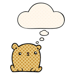 cute cartoon bear and thought bubble in comic book style