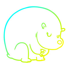 cold gradient line drawing cute cartoon polar bear