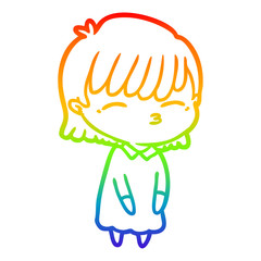 rainbow gradient line drawing cartoon woman