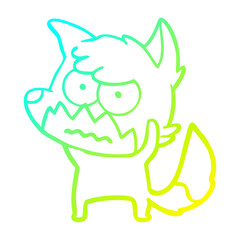 cold gradient line drawing cartoon annoyed fox