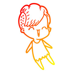 warm gradient line drawing cartoon happy hipster girl