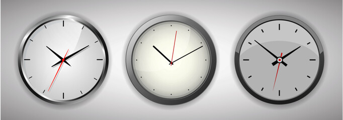 Wall clock. The electronic device. Vector illustration.