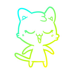 cold gradient line drawing cartoon cat