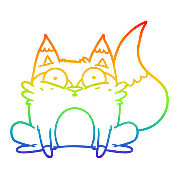 recommend clip art: rainbow gradient line drawing cartoon startled fox