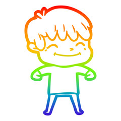 rainbow gradient line drawing cartoon happy boy