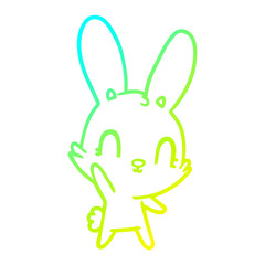 cold gradient line drawing cute cartoon rabbit