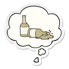 cartoon beer bottles and thought bubble as a printed sticker