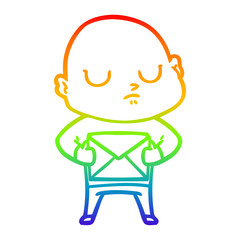 rainbow gradient line drawing cartoon bald man