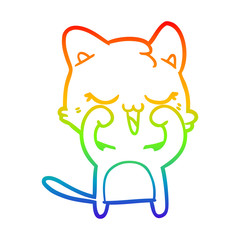 rainbow gradient line drawing cartoon cat