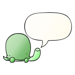 cute cartoon tortoise and speech bubble in smooth gradient style