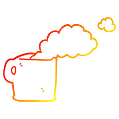 warm gradient line drawing cartoon hot coffee